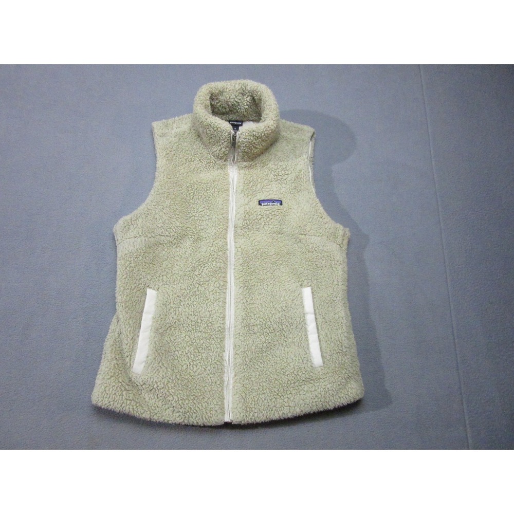 Patagonia Vest Womens Medium Beige Los Gatos Sherpa Hi Pile Fleece Mock Neck Zip